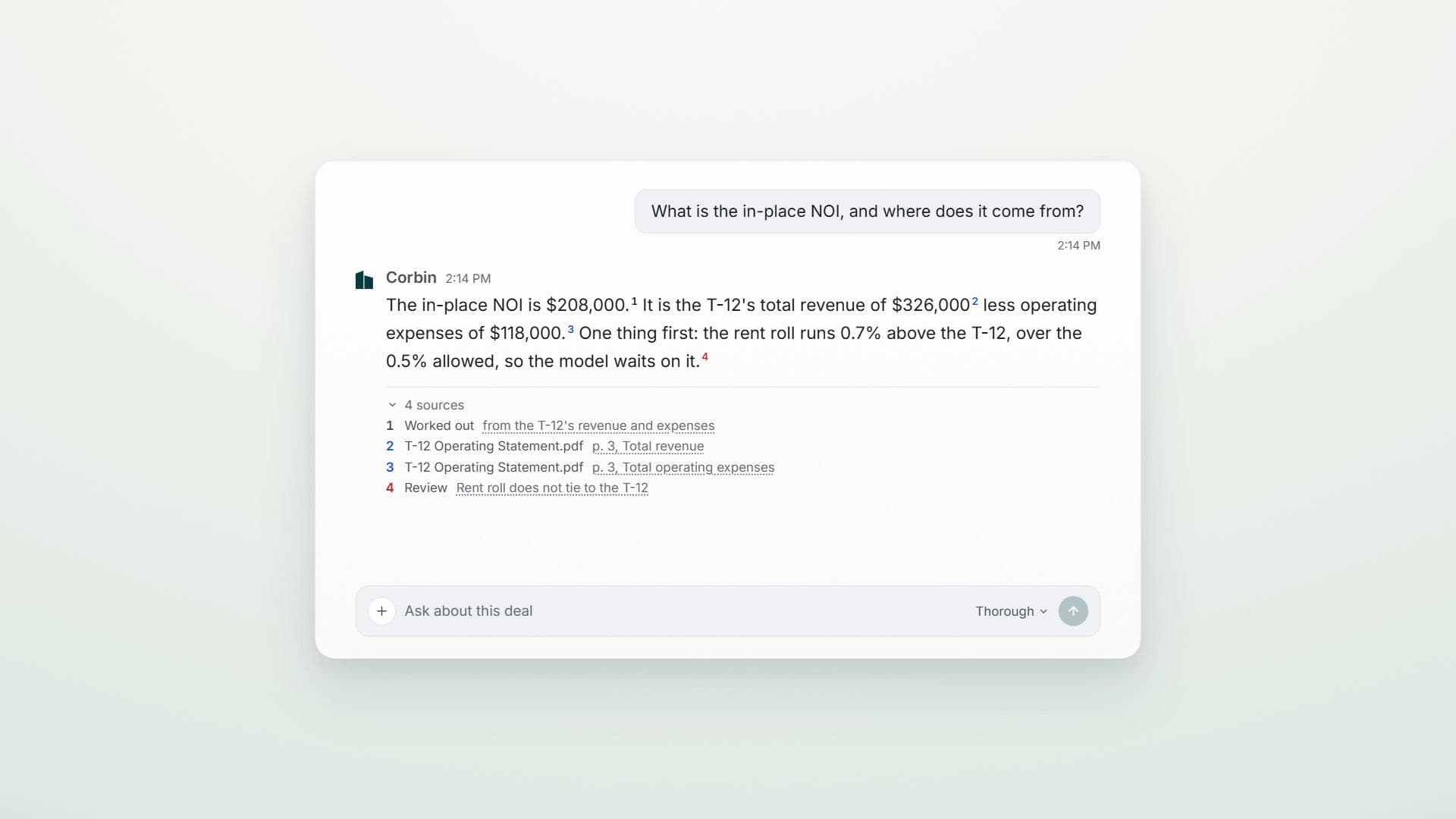A question answered in the chat, every figure numbered to its source